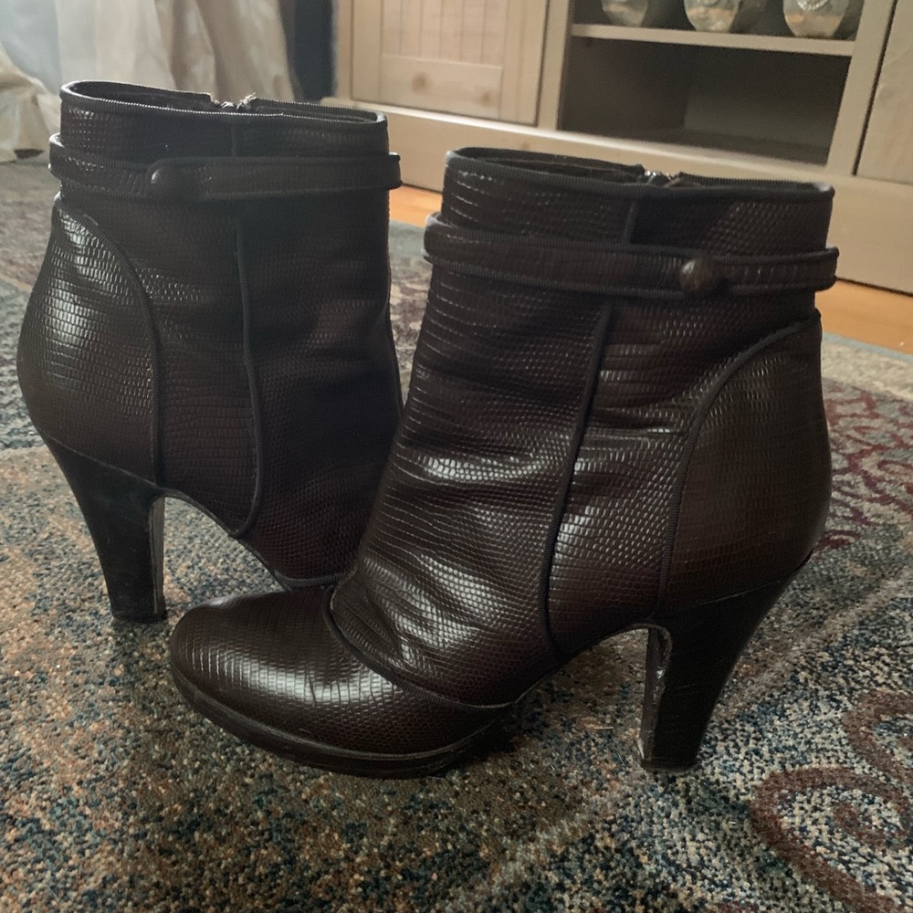 Nanette Lepore Brown Croc Booties